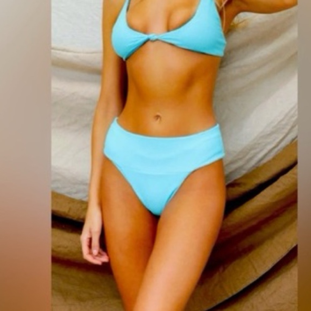 NWT Toast x Free People banded bikini bottoms turquoise